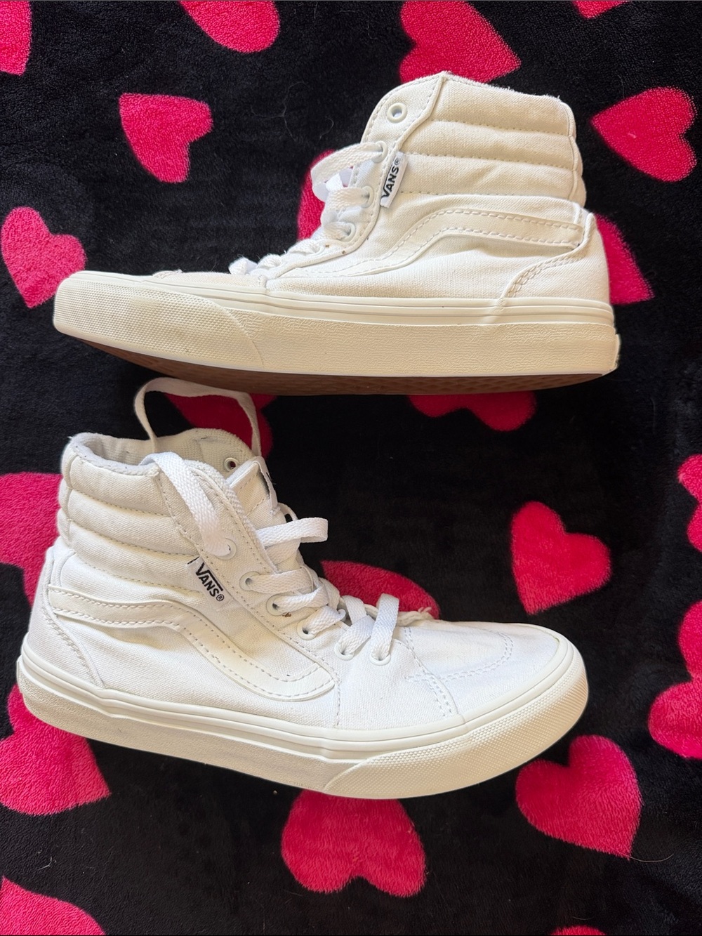 Vans Kids size 3 White High-Top Canvas Sneakers
